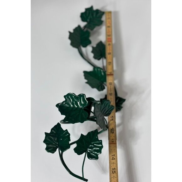 Vtg Green Metal Vine Leaf Candle Holder Wall Hanging‎ Sconce - Picture 7 of 7